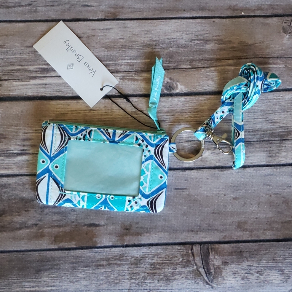 **1 LEFT** Vera Bradley Zip ID & Lanyard-Go Fish Blue - Picture 3 of 8